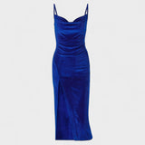 Irene - Samtkleid mit Schlitz