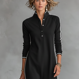 Gudrun - Maxikleid aus Sweat mit Knopfkraagen