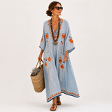 Marina - Kaftan Blau Bestickt