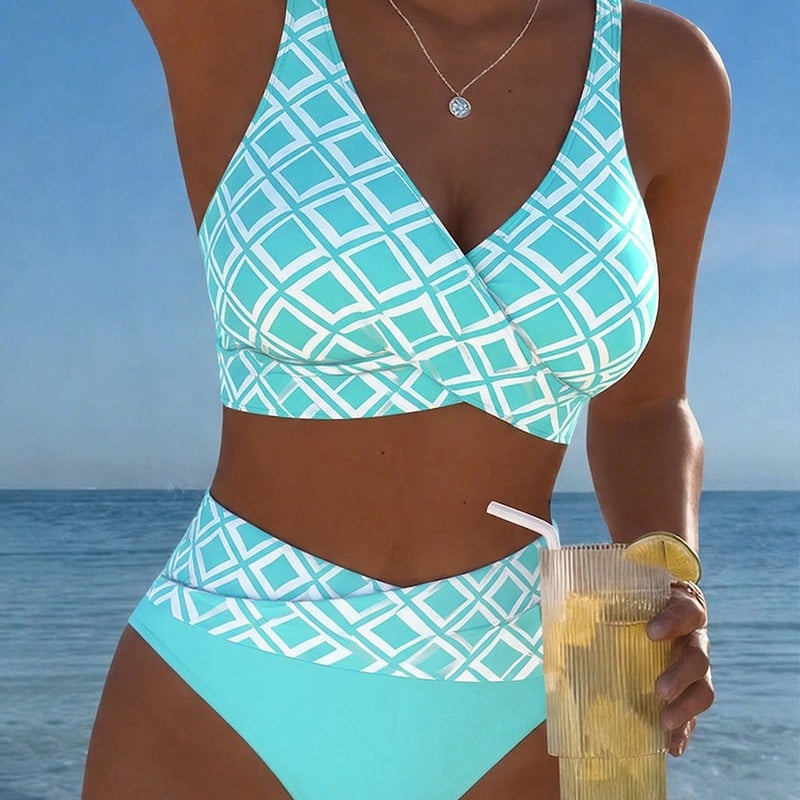 Johanna - Bikini Zweiteiler mit Ausschnitt-BH und Diamantmuster