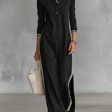 Gudrun - Maxikleid aus Sweat mit Knopfkraagen