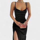 Irene - Samtkleid mit Schlitz