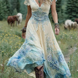 Gisela - Kurzes Maxikleid mit Blumenmuster