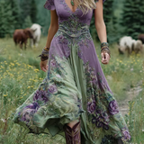 Gisela - Kurzes Maxikleid mit Blumenmuster