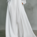 Bettina - Maxikleid aus Patchwork-Leinen mit Stehkragen