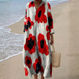 Margarete - Maxikleid mit Blumenmuster in Rot