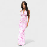 Klara - Blumenmaxikleid in Rosa