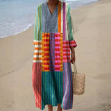 Christiane - Lange Multicolor-Patchworkkleid
