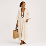 Gertrud - Kaftan Beige Streifen