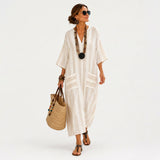 Gerlinde - Kaftan Weiß Streifen