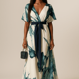Brigitte - Lange Robe mit Aquarelldruck