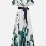 Brigitte - Lange Robe mit Aquarelldruck
