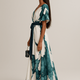 Brigitte - Lange Robe mit Aquarelldruck