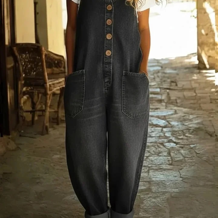 Gerda - Vintage-Washed Denim Overall