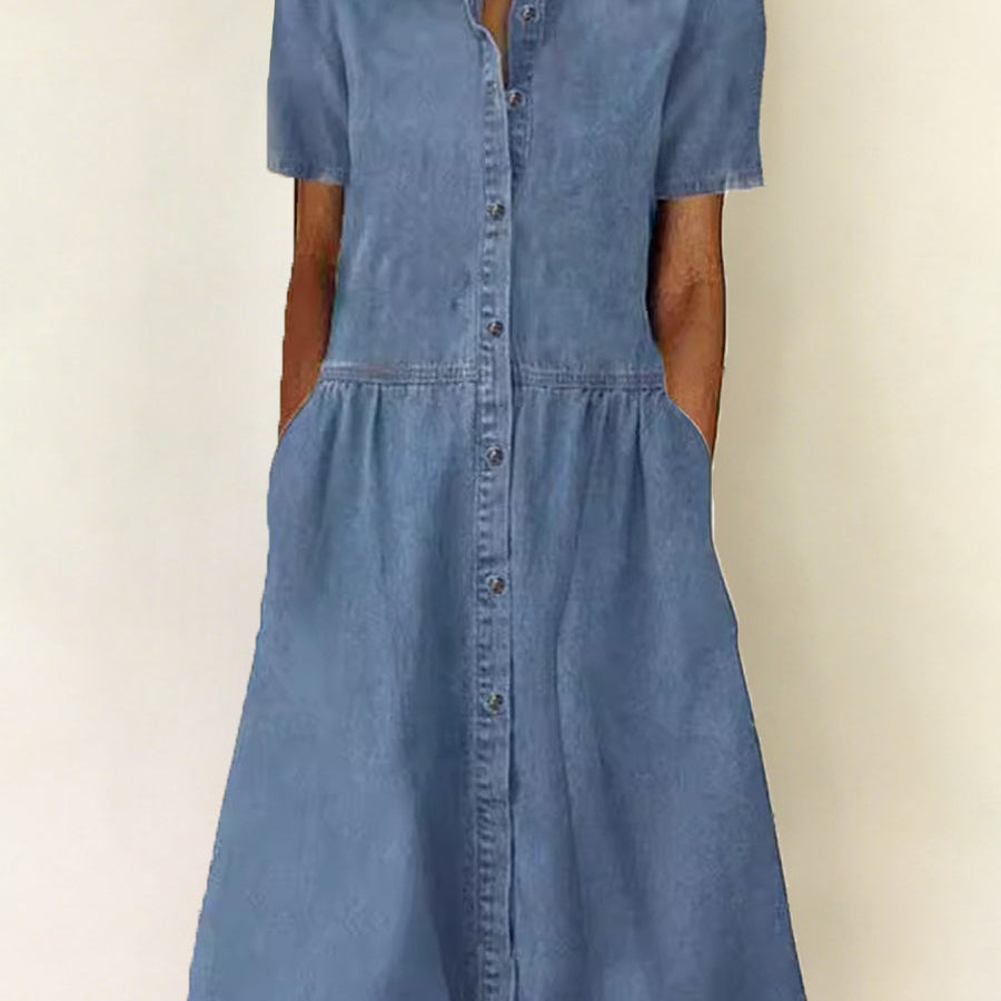 Gisela - Kurzärmliges Jeanskleid