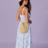 Irmtraud - Midikleid mit blauen Blumen