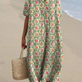 Emma - Retro-Blumenkleid in Wassergrün